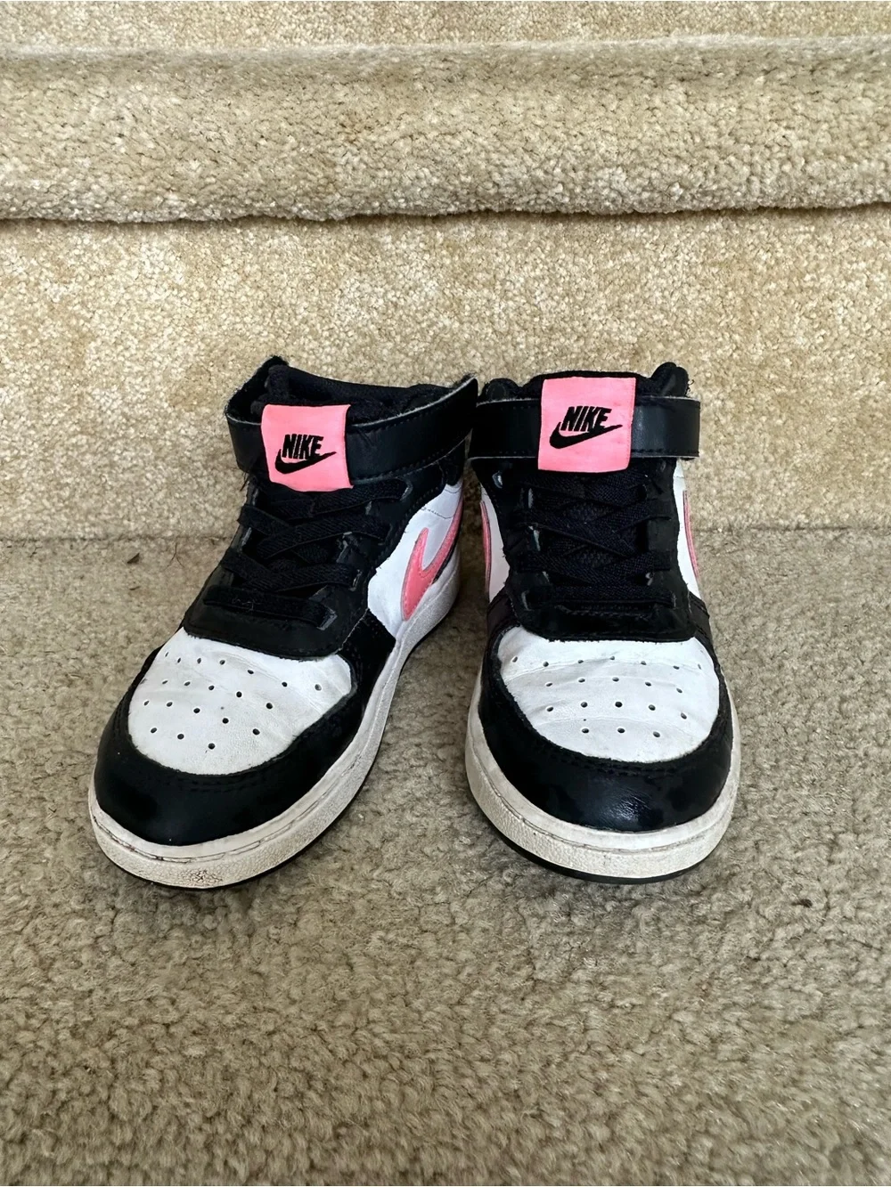 Nike Kids' High-Top Sneakers in Black, White & Pink